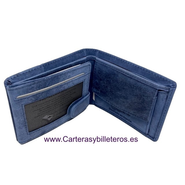 CARTERA HOMBRE DE CUERO NATURE CON MONEDERO MEDIANA DE WILDZONE 