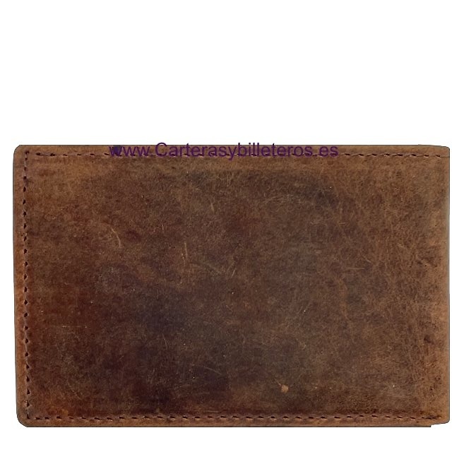 CARTERA HOMBRE DE CUERO NATURE CON MONEDERO MEDIANA DE WILDZONE 