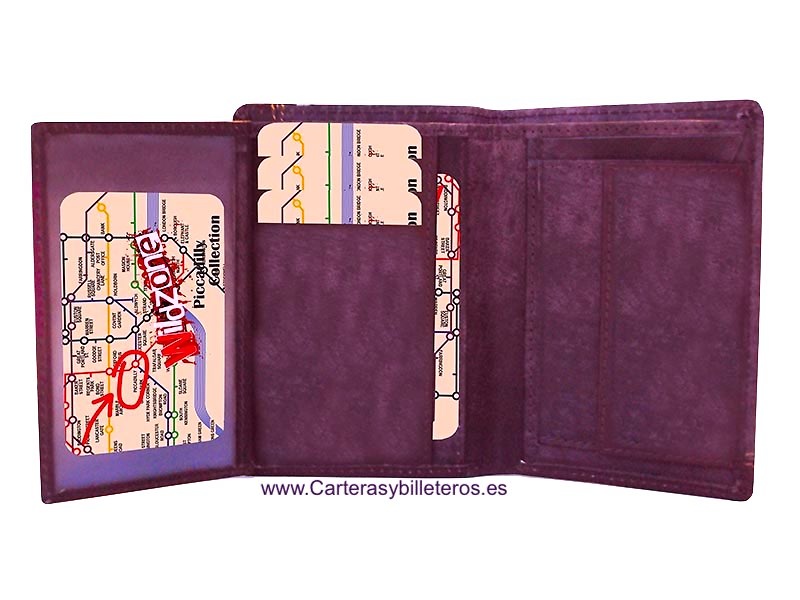 CARTERA HOMBRE DE PIEL CON MONEDERO Y DOBLE BILLETERO -3 colores- 