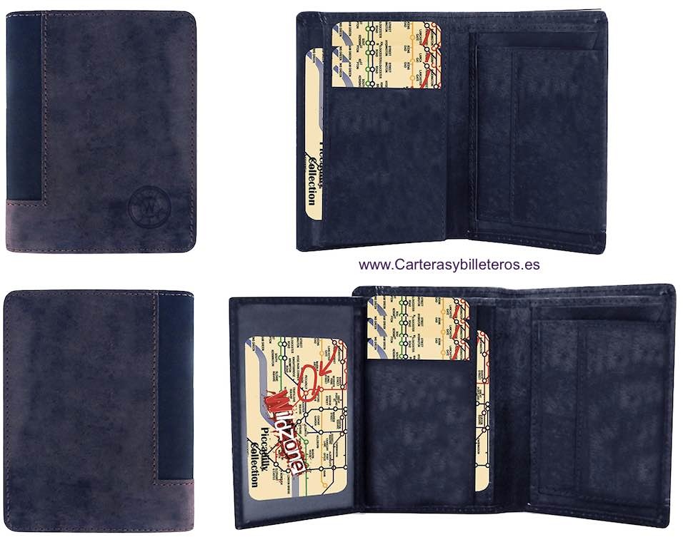 CARTERA HOMBRE DE PIEL CON MONEDERO Y DOBLE BILLETERO -3 colores- 