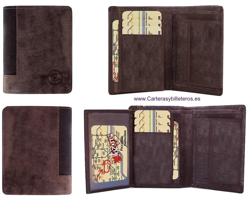 CARTERA HOMBRE DE PIEL CON MONEDERO Y DOBLE BILLETERO -3 colores- 