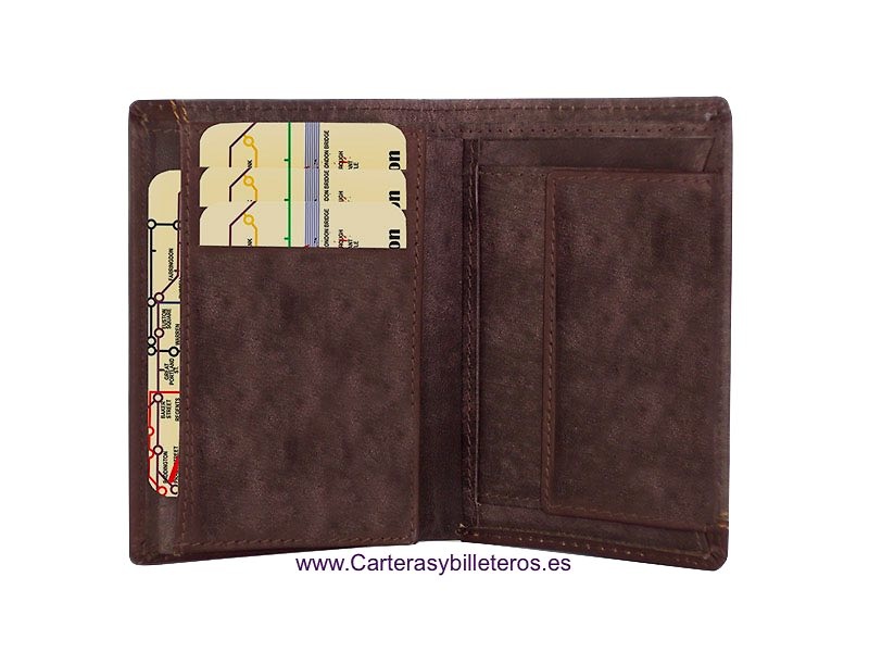 CARTERA HOMBRE DE PIEL CON MONEDERO Y DOBLE BILLETERO -3 colores- 