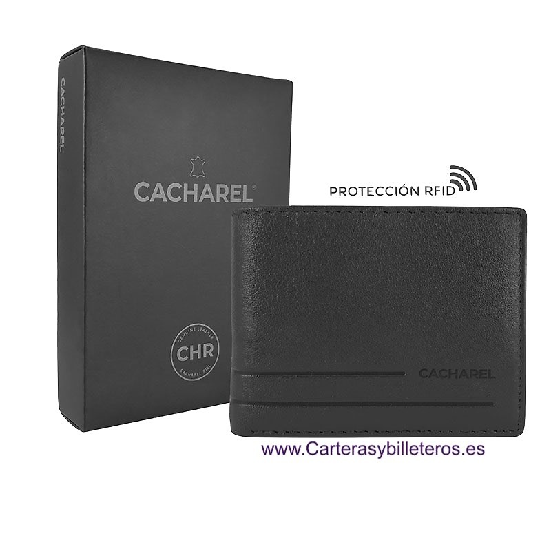 CARTERA HOMBRE DE PIEL LUXURY CACHAREL COM MONEDERO Y TARJETERO SUPERIOR 