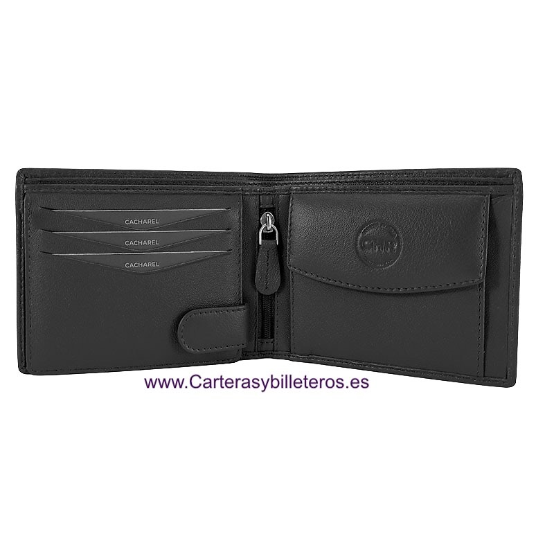 CARTERA HOMBRE DE PIEL LUXURY CACHAREL COM MONEDERO Y TARJETERO SUPERIOR 