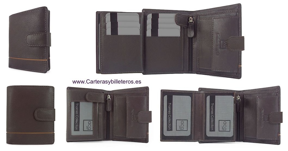 CARTERA HOMBRE DE PIEL NAPA CON BILLETERA Y MONEDERO 