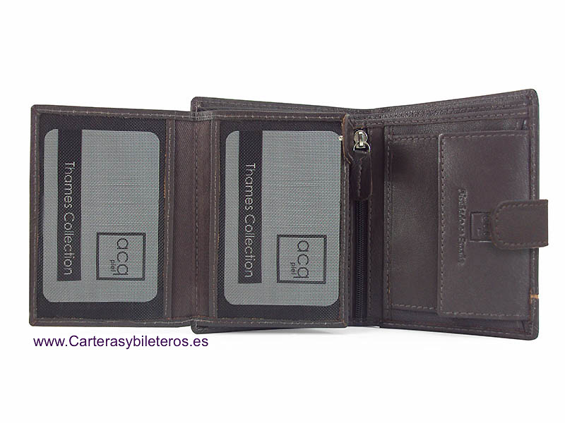 CARTERA HOMBRE DE PIEL NAPA CON BILLETERA Y MONEDERO 