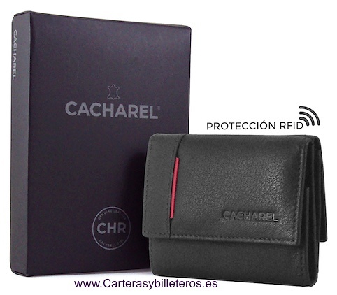 CARTERA HOMBRE MINI MARCA CACHAREL DE PIEL NAPALUX CON MONEDERO TARJETERO 