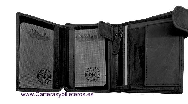 CARTERA HOMBRE NATURE CON TARJETERO DE CUERO ENCERADO PARA 13 TARJETAS 