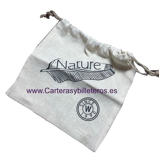 CARTERA HOMBRE NATURE CON TARJETERO DE CUERO ENCERADO PARA 13 TARJETAS 