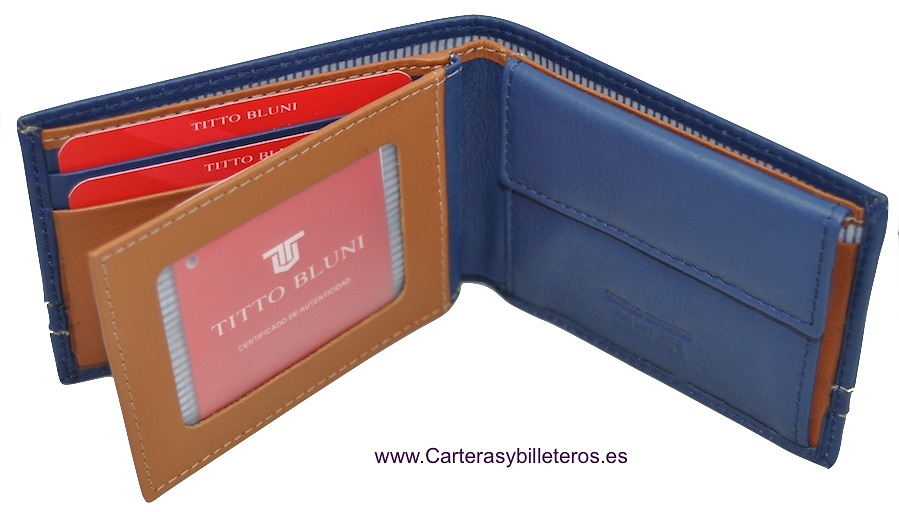 CARTERA HOMBRE PEQUEÑA DE PIEL TITTO BLUNI 7 TARJETAS 