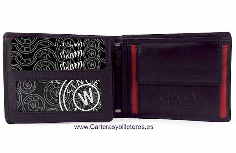 CARTERA HOMBRE PIEL NAPA CON CIERRE ELASTICO Y MONEDERO 