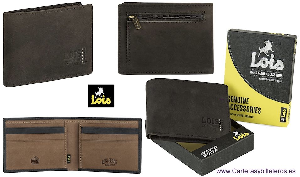 CARTERA LOIS DE PIEL ENCERADA TARJETERO Y MONEDERO EXTERIOR 