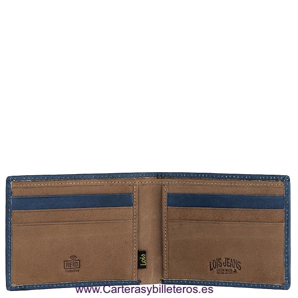 CARTERA LOIS DE PIEL ENCERADA TARJETERO Y MONEDERO EXTERIOR 