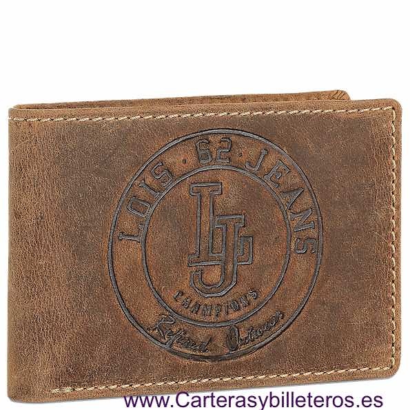 CARTERA LOIS DE PIEL VACUNO JEANS CON LA MARCA GRABADA Y MONEDERO EXTERIOR 