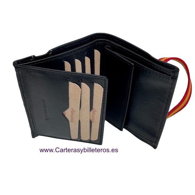 CARTERA MONEDERO BILLETERA DE PIEL LUXURY CON BANDERA 8 TARJETAS 