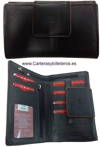 CARTERA MONEDERO BILLETERO DE PIEL LUXURY PARA MUJER XL 