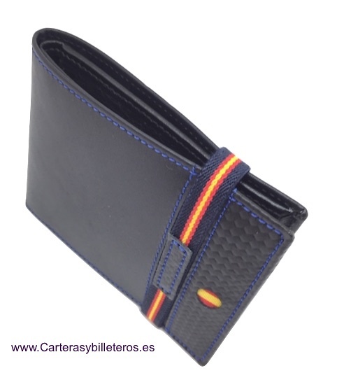 CARTERA MONEDERO BILLETERO DE PIEL NAPALUX CON BANDERA 8 TARJETAS 