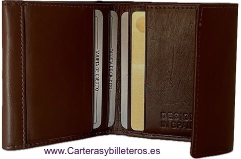 CARTERA MONEDERO DE PIEL CON BILLETERA PLEGADA Y MONEDERO EXTERIOR 