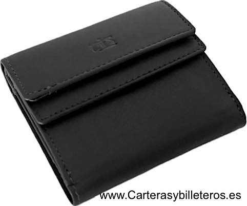 CARTERA MONEDERO DE PIEL CON BILLETERA PLEGADA Y MONEDERO EXTERIOR 