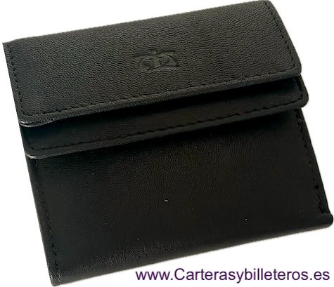 CARTERA MONEDERO DE PIEL CON BILLETERA PLEGADA Y MONEDERO EXTERIOR 