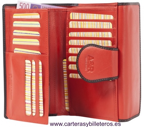 CARTERA MONEDERO DE PIEL GRANDE PARA MUJER 