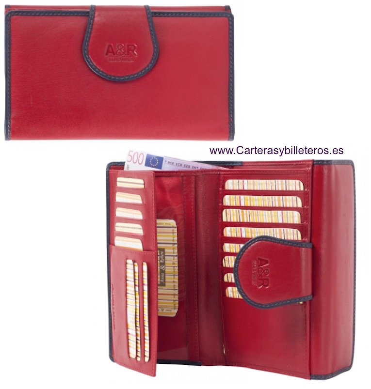 CARTERA MONEDERO DE PIEL GRANDE PARA MUJER 