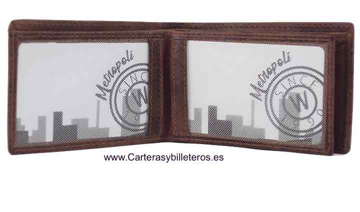 CARTERA MONEDERO HOMBRE PEQUEÑA DE CUERO ENGRASADO METRÓPOLI 