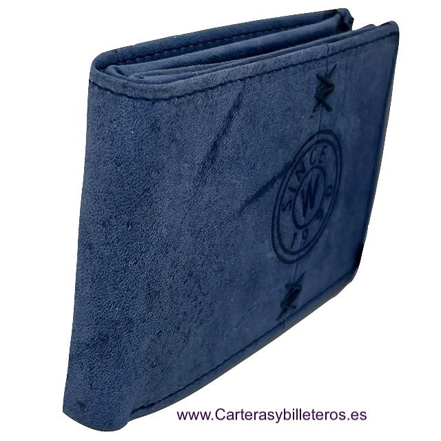 CARTERA MONEDERO HOMBRE PIEL CON PÁTINA DESGASTE PEQUEÑA - 3 COLORES 