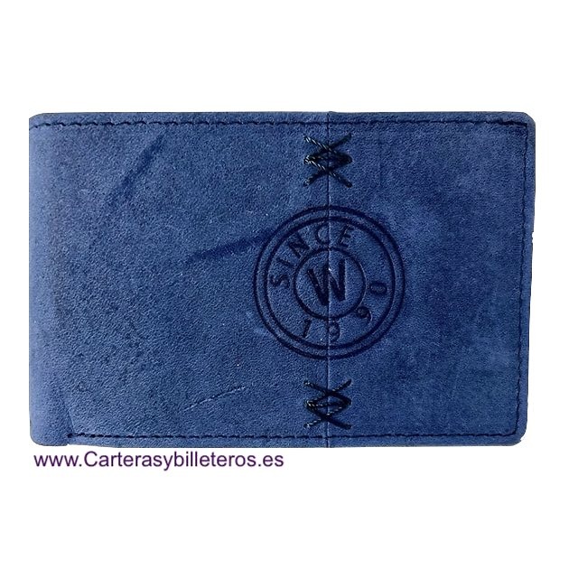 CARTERA MONEDERO HOMBRE PIEL CON PÁTINA DESGASTE PEQUEÑA - 3 COLORES 