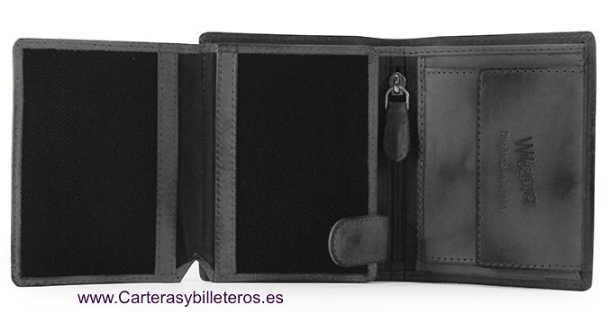 CARTERA MONEDERO HOMBRE PIEL GRABADA A RELIEVE 