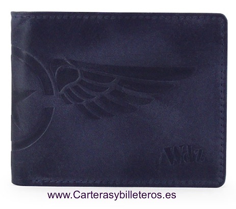 CARTERA MONEDERO HOMBRE PIEL GRABADA A RELIEVE 