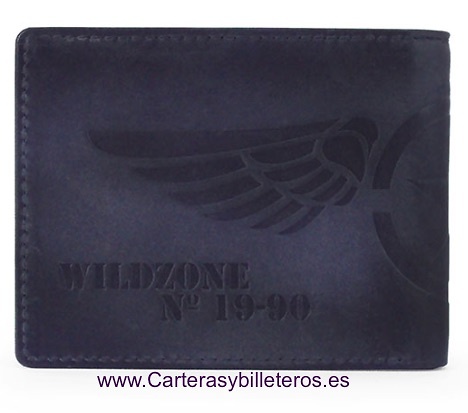 CARTERA MONEDERO HOMBRE PIEL GRABADA A RELIEVE 