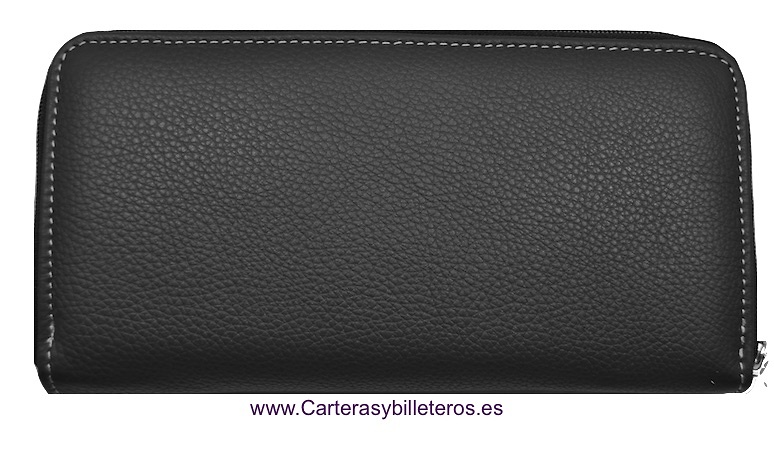 CARTERA MONEDERO PARA MUJER DE CUERO Y FIBRA CARBONO GRANDE 