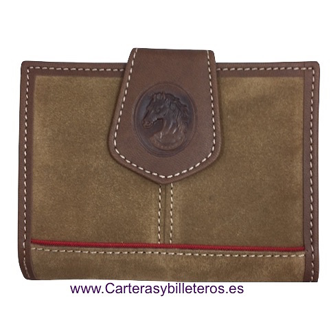 CARTERA MUJER CUERO CON ANTE HECHA EN UBRIQUE -9 COLORES- 