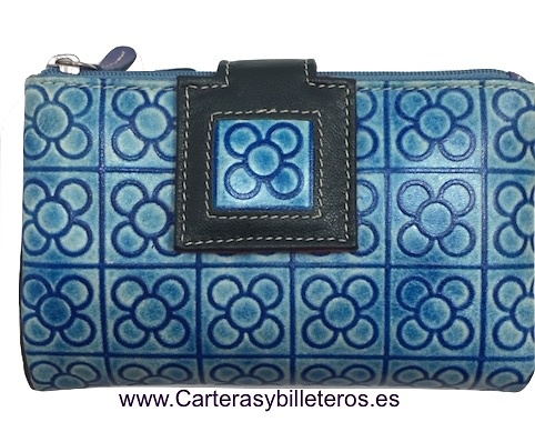 CARTERA MUJER DE PIEL CON 2 MONEDEROS -3 COLORES- 