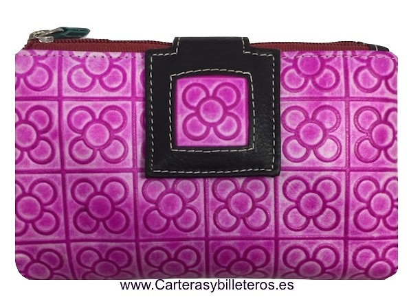 CARTERA MUJER DE PIEL CON 2 MONEDEROS -3 COLORES- 