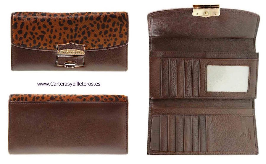 CARTERA MUJER GRANDE CON PIEL COMBINADA Y CIERRE JOYA 