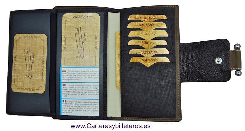 CARTERA MUJER PIEL DE UBRIQUE GRANDE CON BILLETERO Y TARJETERO MUY COMPLETO 