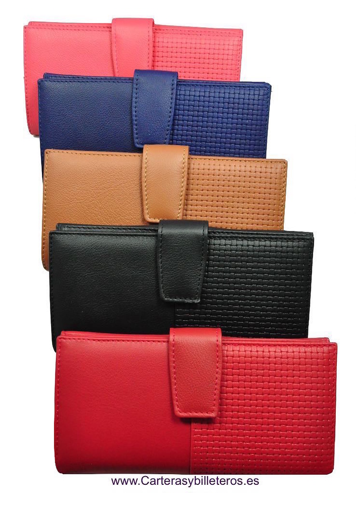 CARTERA MUJER PIEL NAPA TARJETERO GRANDE - 5 colores- 