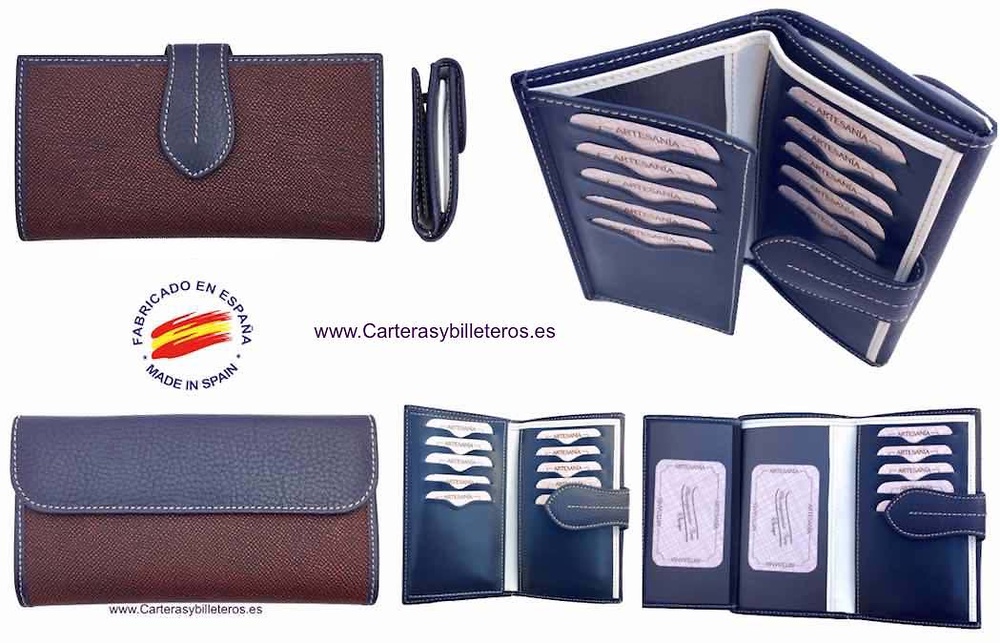 CARTERA MUJER PIEL UBRIQUE MEDIANA BURDEOS CON AZUL MARINO 