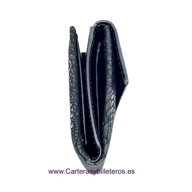 CARTERA PARA MUJER DE PIEL UBRIQUE NEGRA Y NOBUCK FANTASIA DE SERPIENTE EXTRA SUAVE 