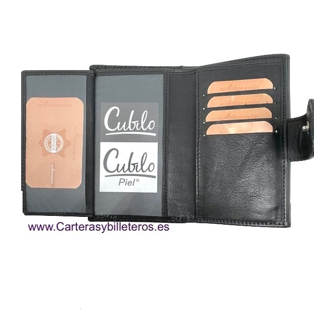 CARTERA PARA MUJER DE PIEL UBRIQUE NEGRA Y NOBUCK FANTASIA DE SERPIENTE EXTRA SUAVE 