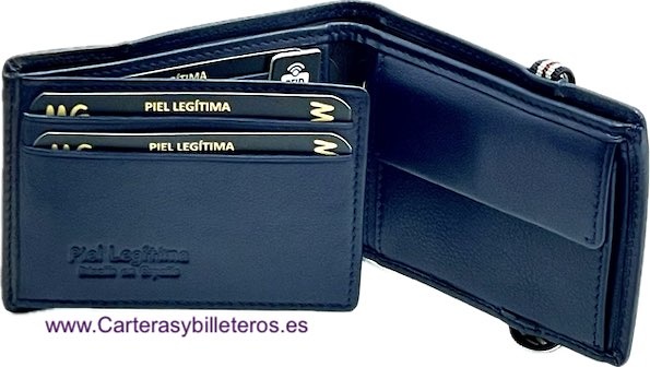 CARTERA PEQUEÑA DE PIEL CON ELÁSTICO Y CON MONEDERO PARA 7 TARJETAS -2 colores- 