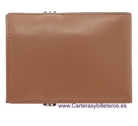 CARTERA PEQUEÑA DE PIEL CON ELÁSTICO Y CON MONEDERO PARA 7 TARJETAS -2 colores- 