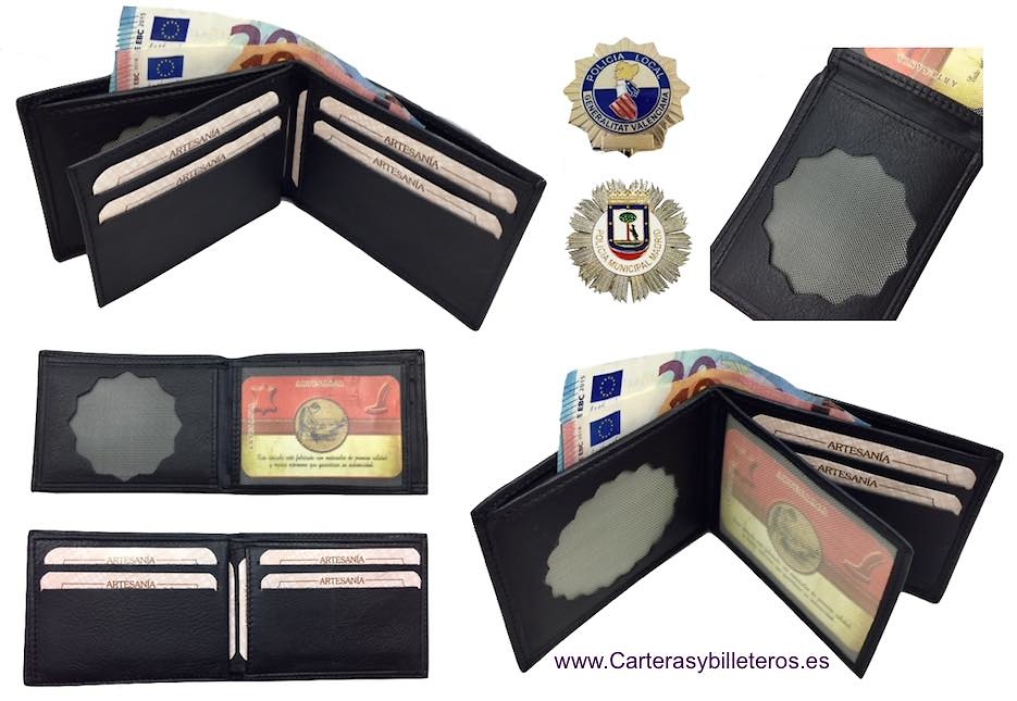 CARTERA PORTAPLACAS DE POLICIA LOCAL DE PIEL UBRIQUE CON BILLETERO 