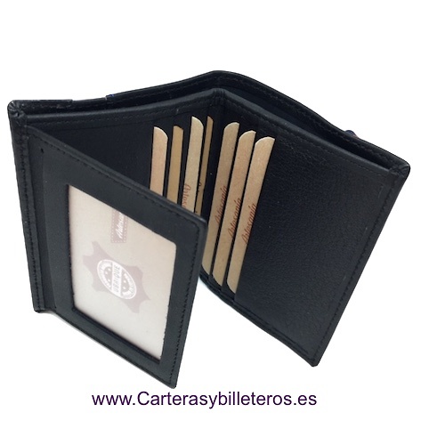 CARTERA TARJETERO BILLETERO DE PIEL NAPALUX CON BANDERA 10 TARJETAS 