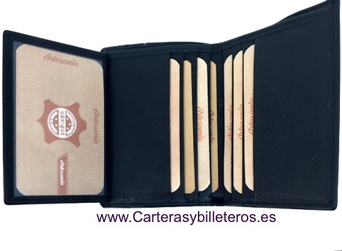 CARTERA TARJETERO BILLETERO DE PIEL NAPALUX CON BANDERA 10 TARJETAS 