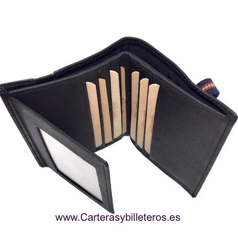 CARTERA TARJETERO BILLETERO DE PIEL NAPALUX CON BANDERA 10 TARJETAS 