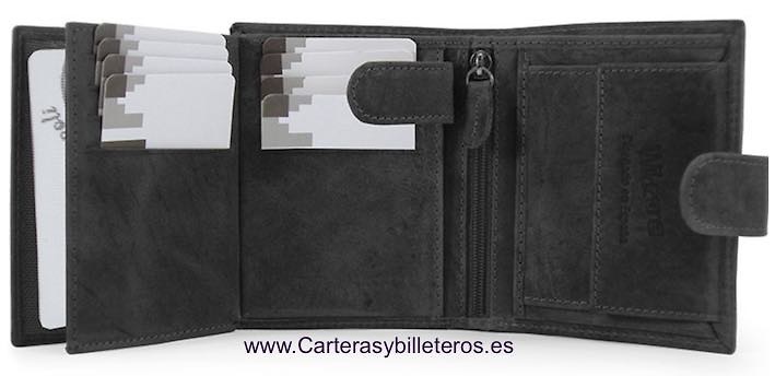 CARTERA TARJETERO DE CUERO ENGRASADO METROPOLI PARA 13 TARJETAS 