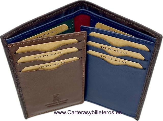 CARTERA TARJETERO DE HOMBRE CASUAL TITTO BLUNI DE PIEL LUXURY 16 TARJETAS 